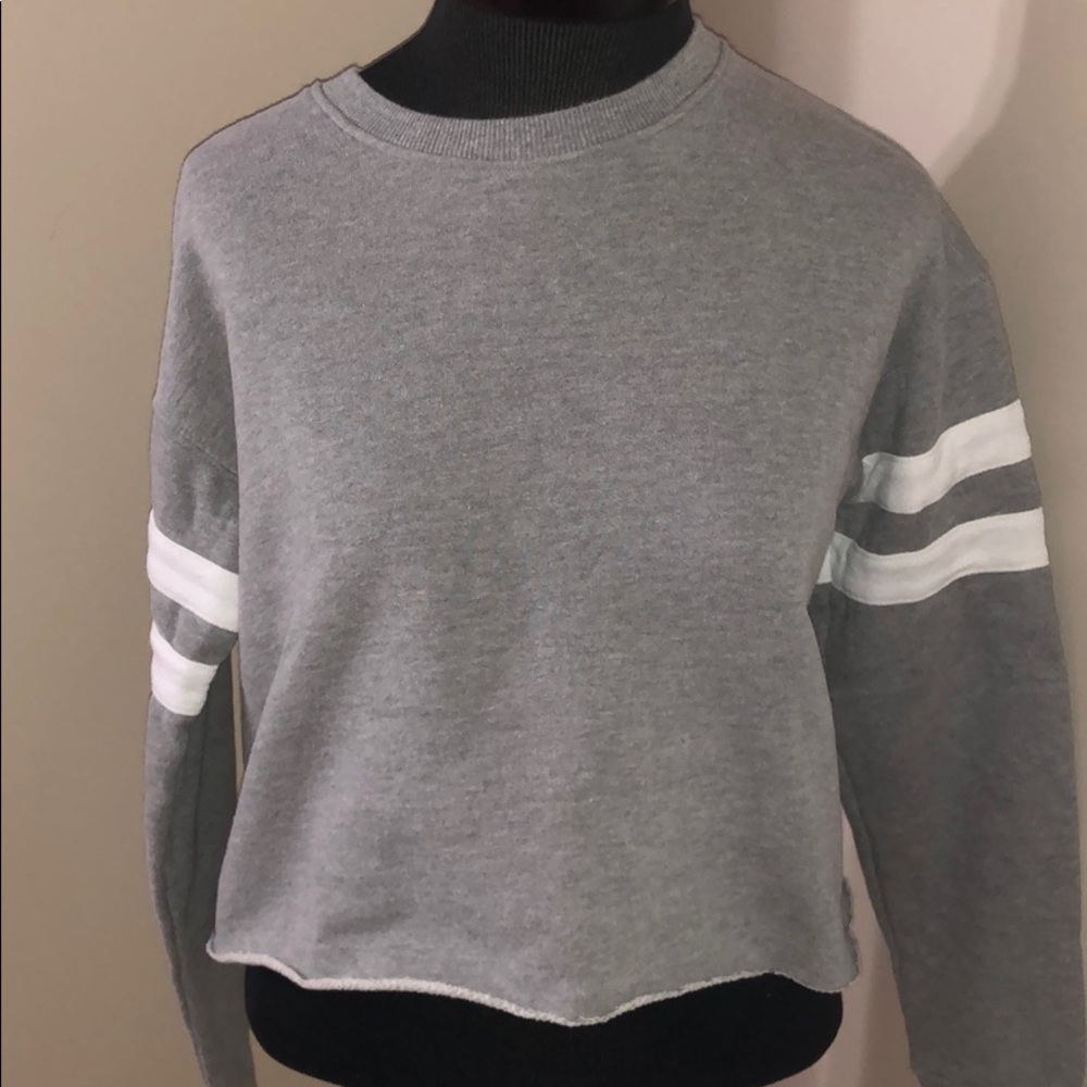 Cropped Striped crewneck sweatshirt
